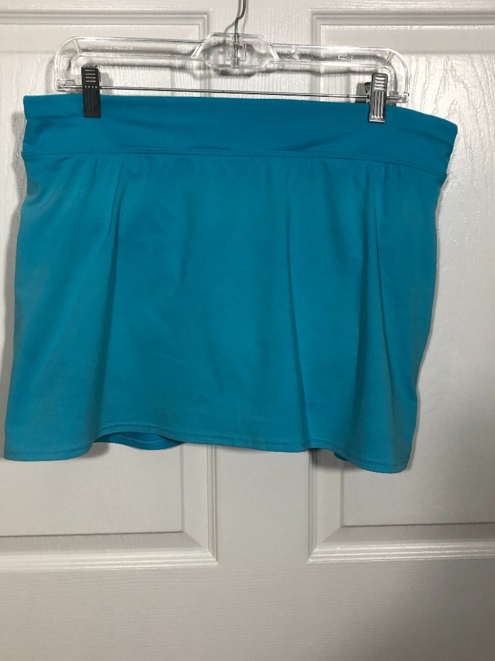 Land's End women pullup swim skort in light teal, size 12